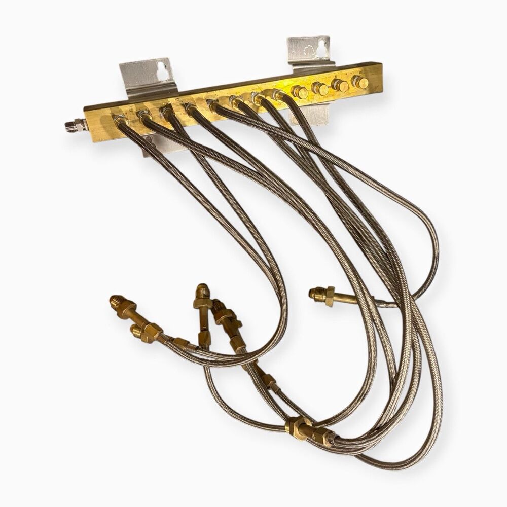 Commercial Helium Balloon Manifold Brass Header 3000 PSI Stainless Braided Hoses